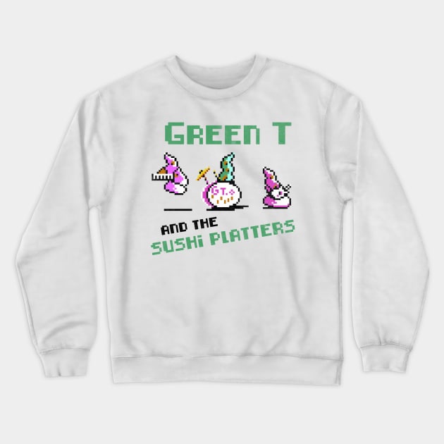 Green T and the Sushi Platters Crewneck Sweatshirt by karutees